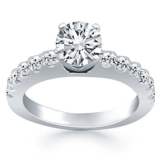 White Gold 14k Diamond Micro Prong Cathedral Engagement Ring