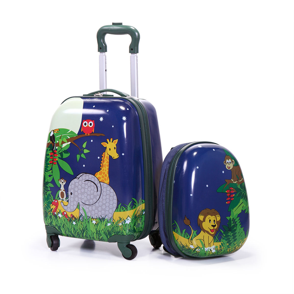 2 Pieces Children Backpack + Spinner Case with 4 Universal Wheels Luggage Set in 3 Designs