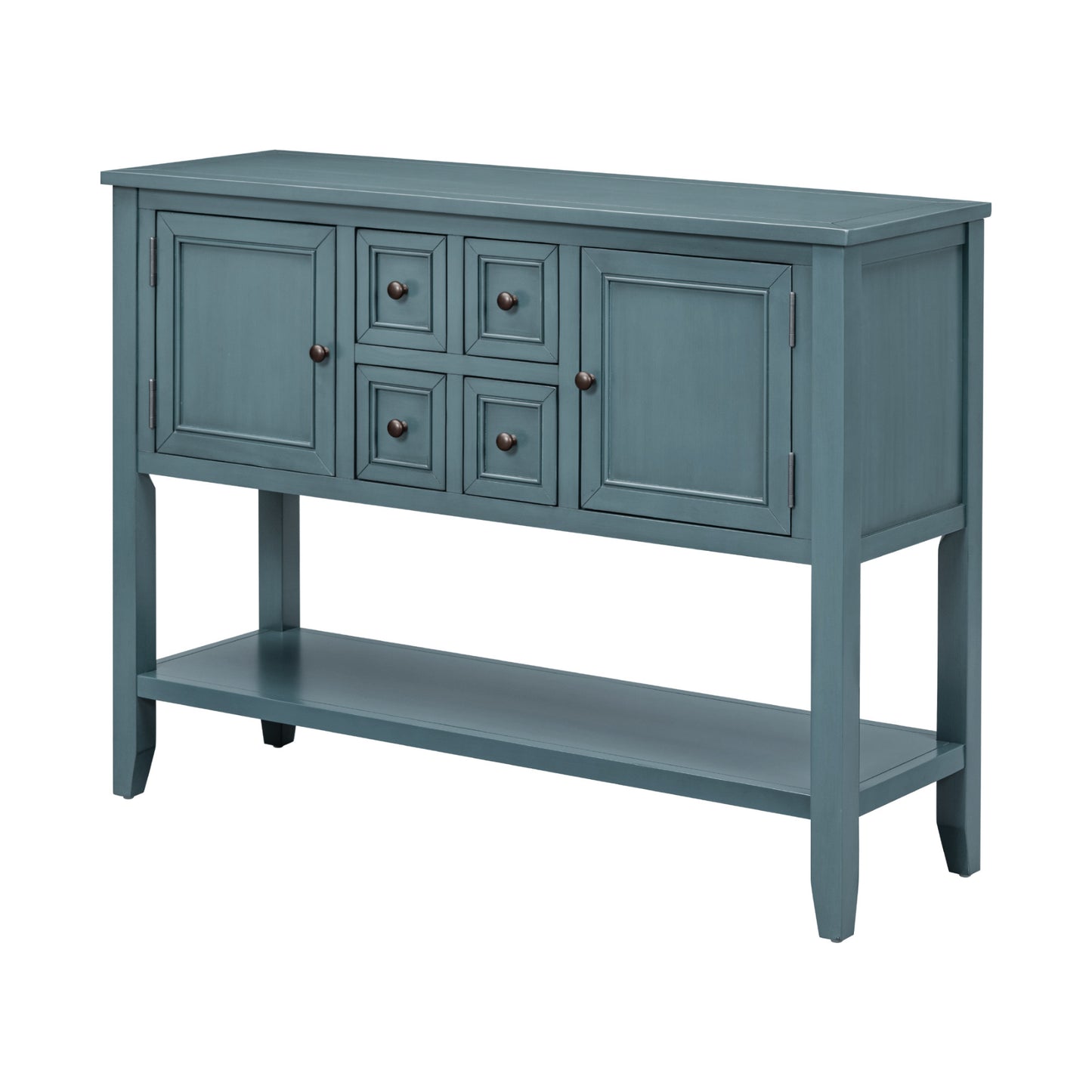 TREXM Cambridge Series Ample Storage Vintage Console Table with Four Small Drawers and Bottom Shelf for Living Rooms, Entrances and Kitchens (Dark Blue,OLD SKU: WF190263AAM)