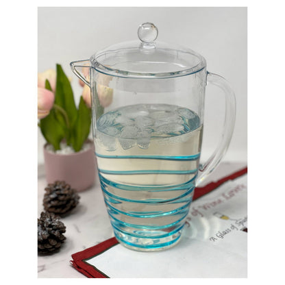 2.5 Quarts Water Pitcher with Lid, Swirl Unbreakable Plastic Pitcher, Drink Pitcher, Juice Pitcher with Spout BPA Free