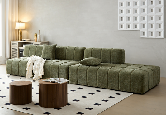 WKS3 Piano key combination sofa, 2 single seats plus 1 luxury cloth sofa, Green