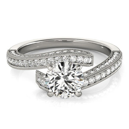 White Gold 14k Round Diamond Bypass Style Engagement Ring (1 1/2 cttw)