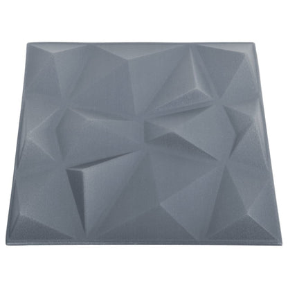 3D Wall Panels 48 pcs 19.7"x19.7" Diamond Gray 129.2 ft²