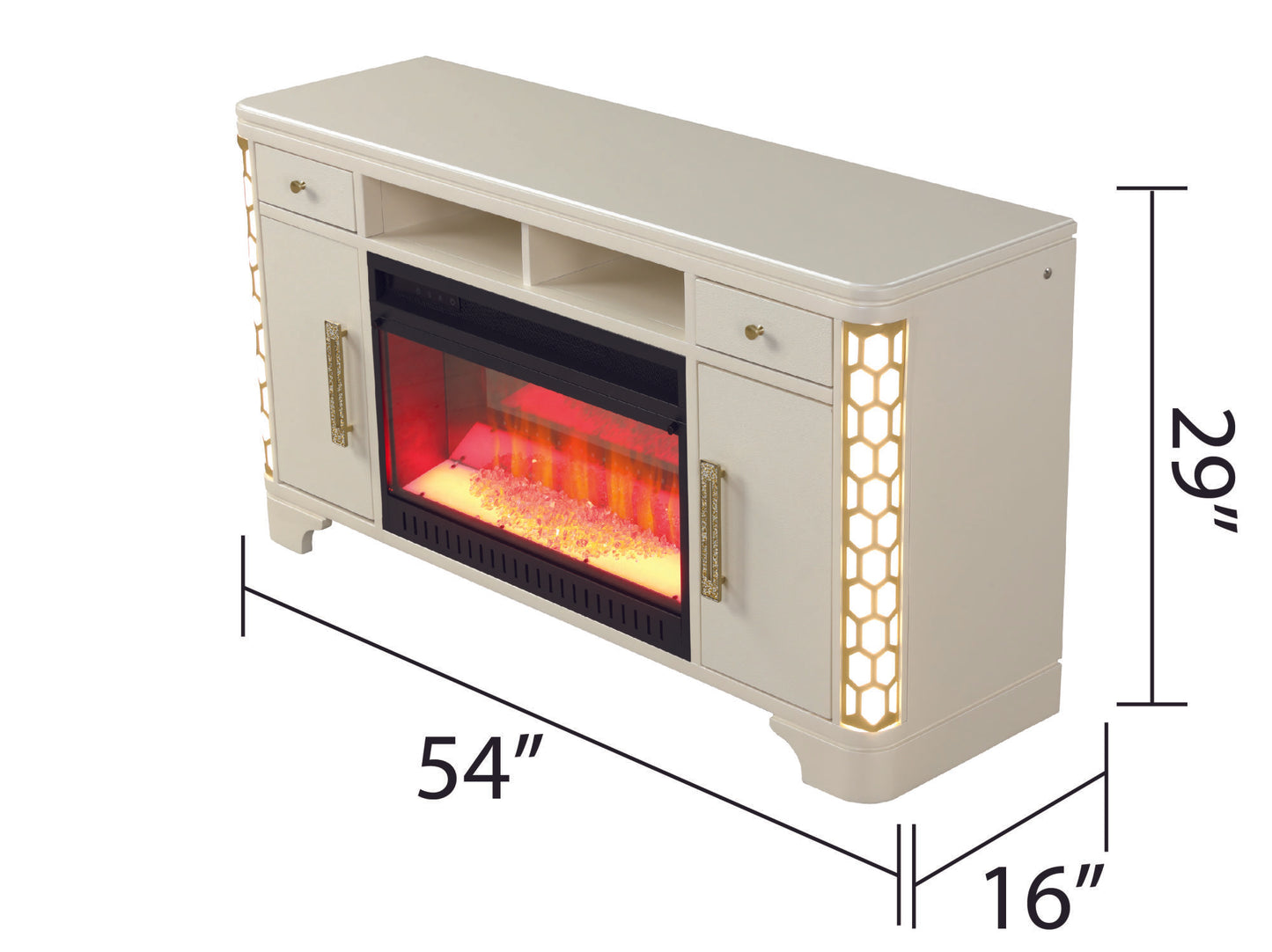 Jasmine TV Stand With Electric Fireplace in Beige