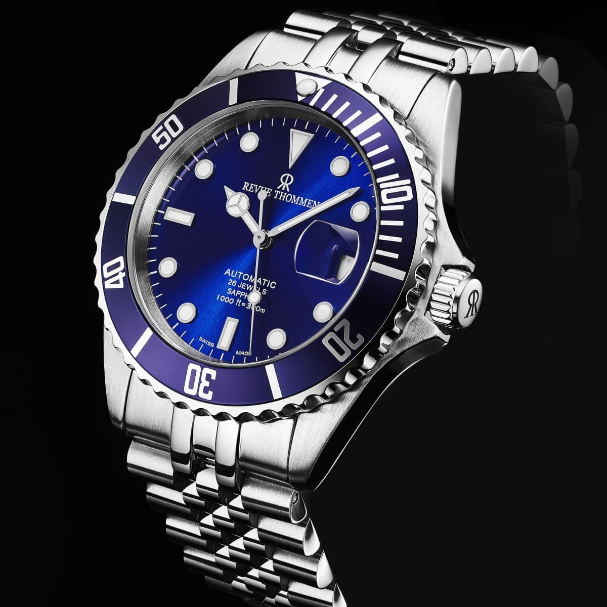 Revue Thommen Men's 'Diver' Blue Dial Stainless Steel Bracelet Automatic Watch 17571.2228