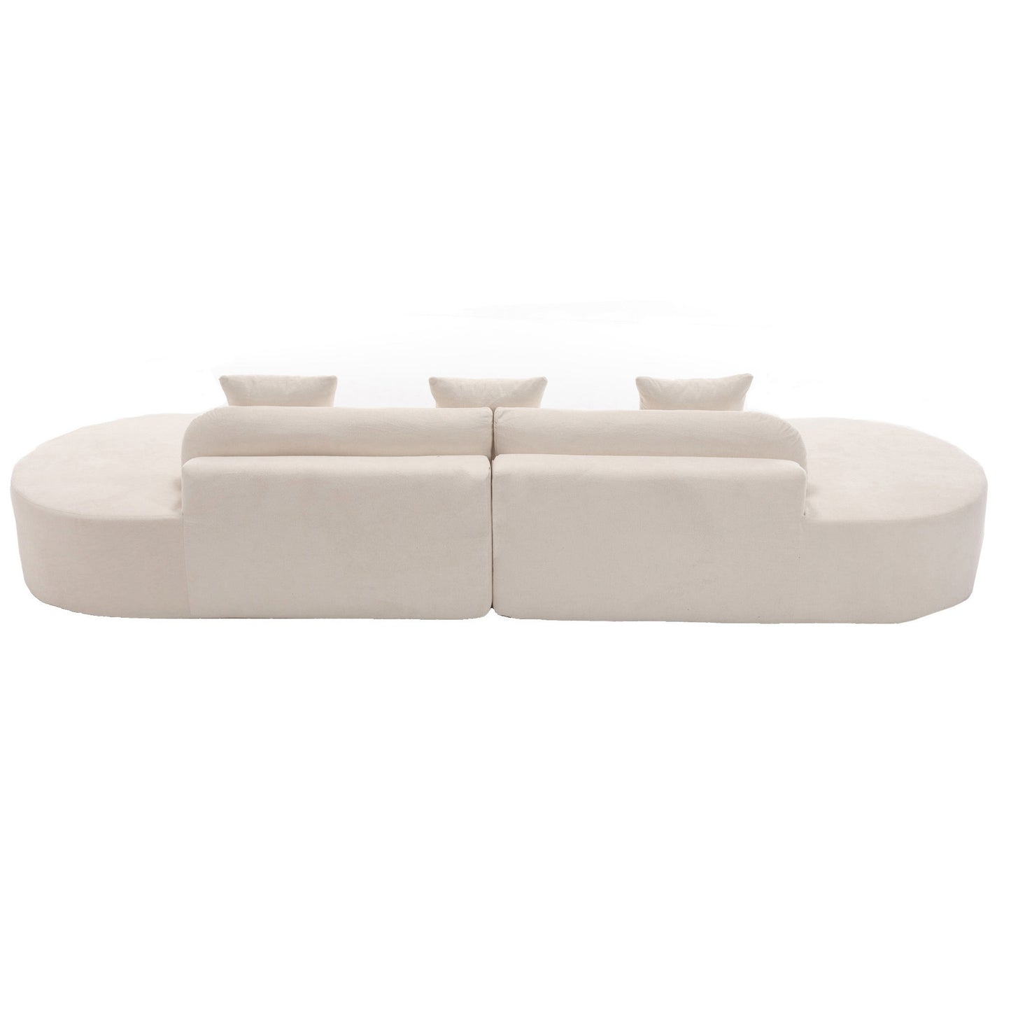 [NEW ARRIVED] [VIDEO PROVIDED] Modern curved combination sofa, terrycloth fabric sofa, minimalist sofa in living room, apartment, no assembly required, three pillows,Beige