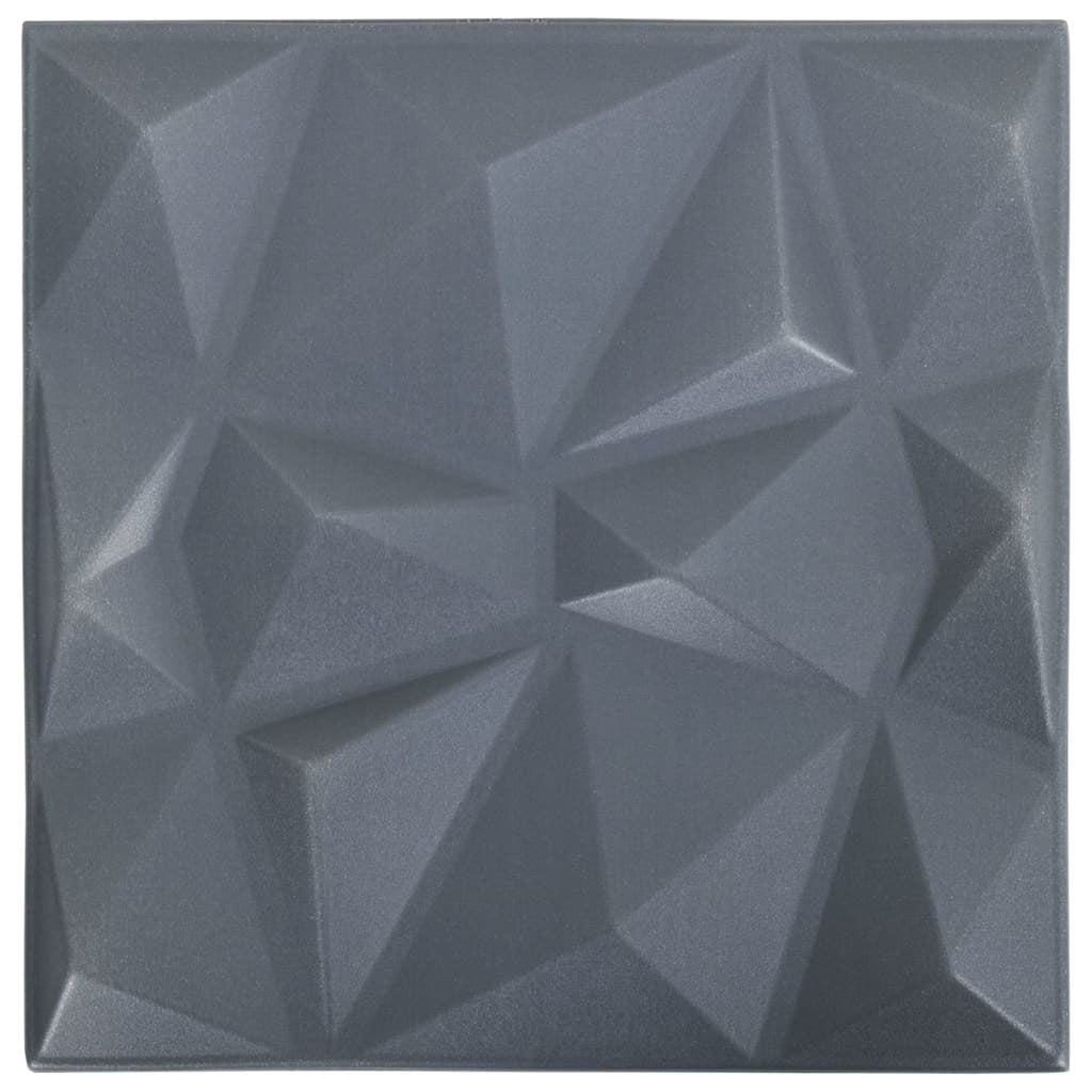 3D Wall Panels 48 pcs 19.7"x19.7" Diamond Gray 129.2 ft²