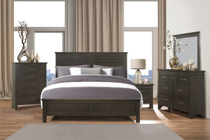 Transitional Bedroom 1pc Nightstand of Center Glides Drawers Charcoal Gray Finish Bed Side Table Wooden Furniture