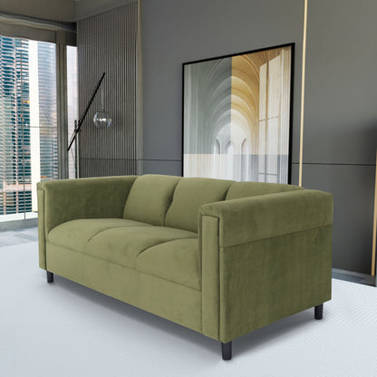 Green Suede Sofa, Modern 3-Seater Sofas Couches for Living Room, Bedroom, Office, and Apartment with Solid Wood Frame