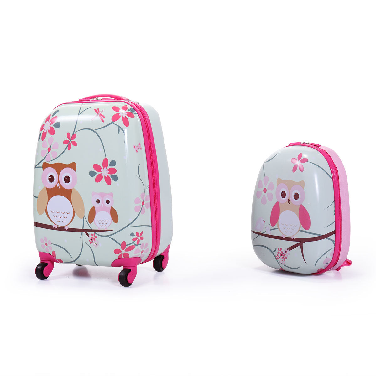 2 Pieces Children Backpack + Spinner Case with 4 Universal Wheels Luggage Set in 3 Designs