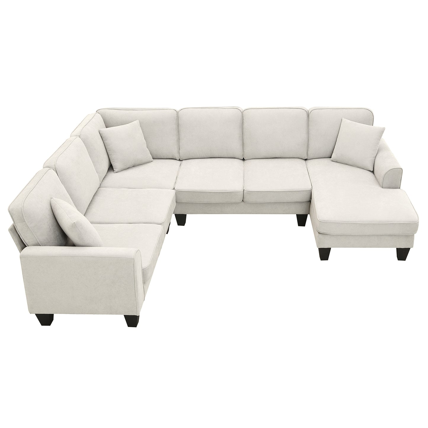 [VIDEO provided] [New] 108*85.5" Modern U Shape Sectional Sofa, 7 Seat Fabric Sectional Sofa Set with 3 Pillows Included for Living Room, Apartment, Office,3 Colors