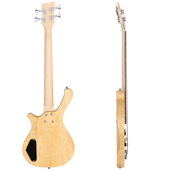 [Do Not Sell on AmazonGlarry GW101 36in Small Scale Electric Bass Guitar Suit With Mahogany Body SS Pickups, Guitar Bag, Strap, Cable Burlywood