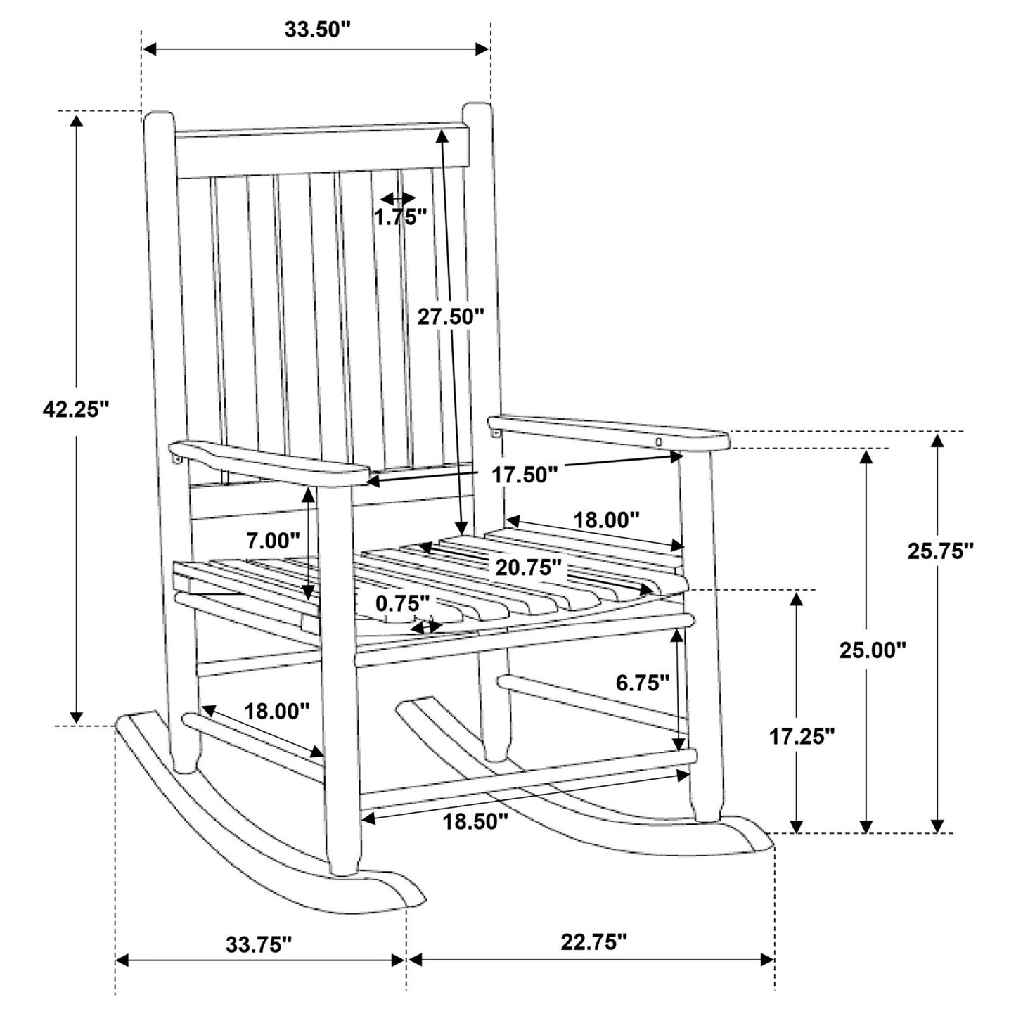 White Slat Back Rocking Chair