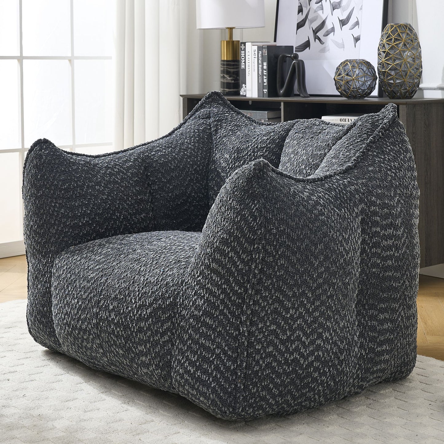 Sofa chairs with highly resilient foam for living rooms and bedrooms, comfortable square lazy sofas, sofas for adults to play, read and watch TV