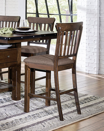 Dark Brown Wooden Finish 6pc Counter Height Table,4 Chairs, Bench + Wine Rack Dining Set