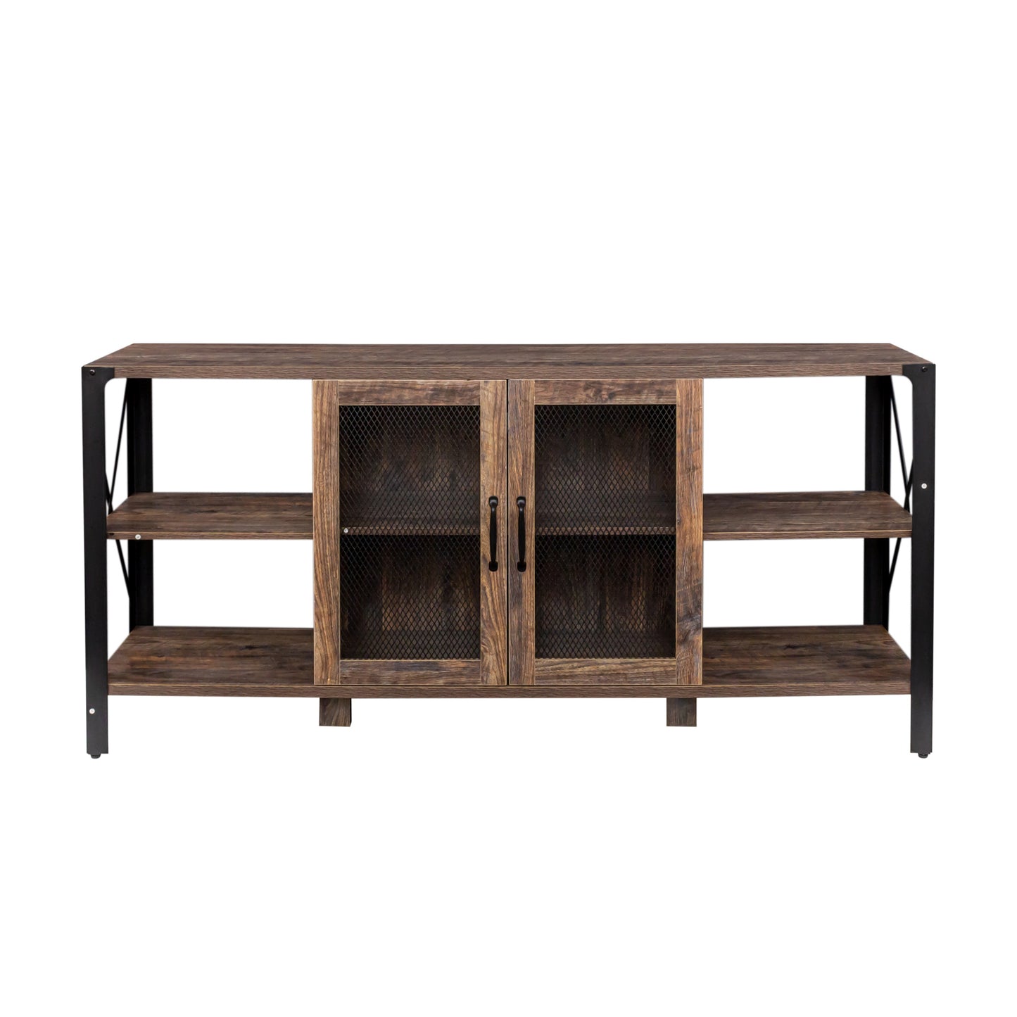 TV Stands for Living Room, Industrial TV Stand for Bedroom Furniture, Farmhouse TV Stand 80 Inch Television Stand , Modern Horizontal Wood and Metal Open Bookshelf