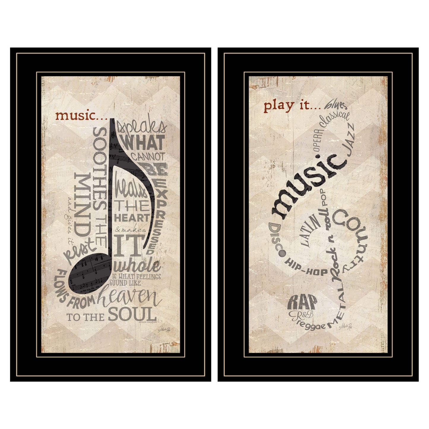 "Music" 2-piece 11"x21" Wall Art by Marla Rae