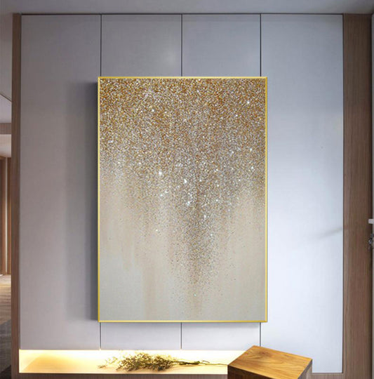 100% Hand Painted Abstract Oil Painting Modern Gold Foil Picture On Canvas