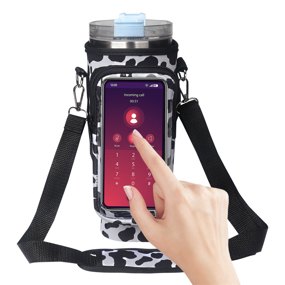 Water Bottle Carrier Bag with Touch Screen Phone Pocket for Stanley 40oz Tumbler