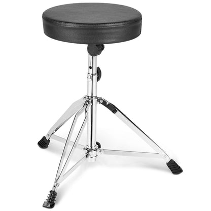 VEVOR Drum Throne, 19.3 to 23 in / 490-585 mm Height Adjustable, Padded Drum Stool Seat with Anti-Slip Feet 5A Drumsticks 330 lbs / 150 kg Maximum Weight Capacity, 360° Swivel Drum Chair for Drummers