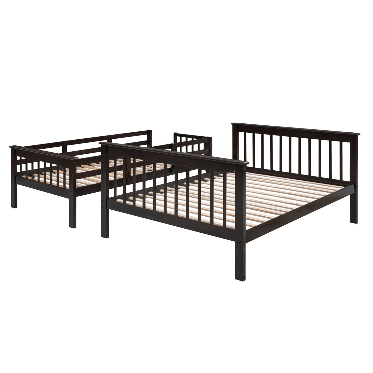 Stairway Twin-Over-Full Bunk Bed with Storage and Guard Rail for Bedroom, Espresso color(OLD SKU :LP000019AAP)