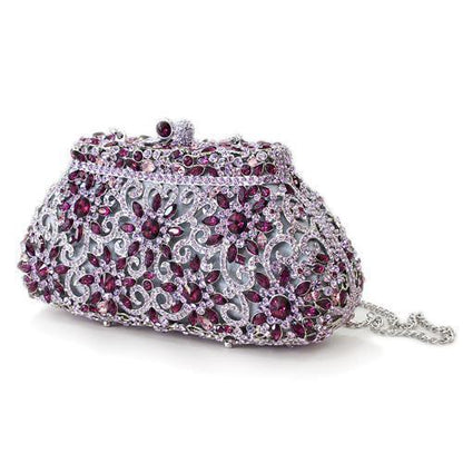 LO2376 - Imitation Rhodium White Metal Clutch with Top Grade Crystal in Multi Color