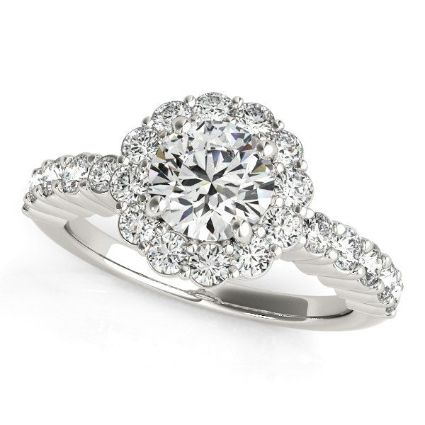 White Gold 14k Round Floral Motif Diamond Engagement Ring (1 5/8 cttw)