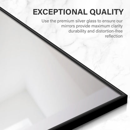 Full Length Mirror, Floor Mirror with Stand, Dressing Mirror , Bedroom Mirror with Aluminium Frame 65"x22", Black