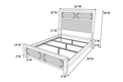 White Color 1pc Queen Size Bed High Headboard MDF Particle Board Bedroom Furniture Bedframe Unique Panel Design