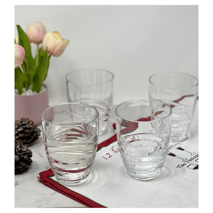 Swirl Acrylic Glasses Drinking Set of 4 DOF (15oz), Plastic Drinking Glasses, BPA Free Cocktail Glasses, Drinkware Set, Drinking Water Glasses