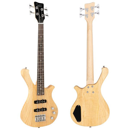 [Do Not Sell on AmazonGlarry GW101 36in Small Scale Electric Bass Guitar Suit With Mahogany Body SS Pickups, Guitar Bag, Strap, Cable Burlywood