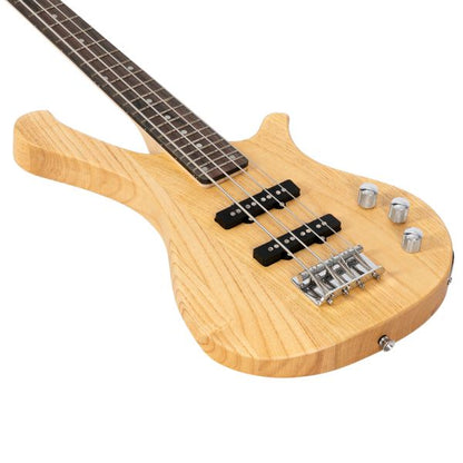 [Do Not Sell on AmazonGlarry GW101 36in Small Scale Electric Bass Guitar Suit With Mahogany Body SS Pickups, Guitar Bag, Strap, Cable Burlywood