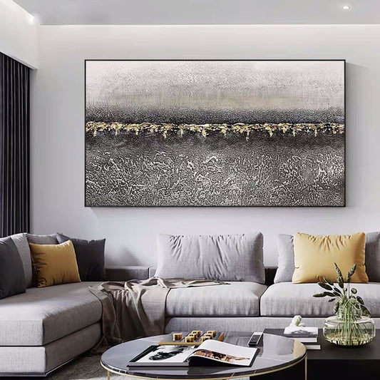 Top Selling Handmade Abstract Oil Painting Wall Art Modern Minimalist Gold Foil Picture Canvas Home Decor For Living Room Bedroom No Frame