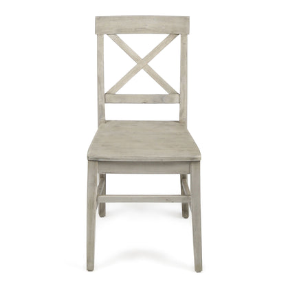 Acacia Wood Dining Chairs, Light Grey Wash, 21D x 17.75W x 35.5H Inch (Set of 2)