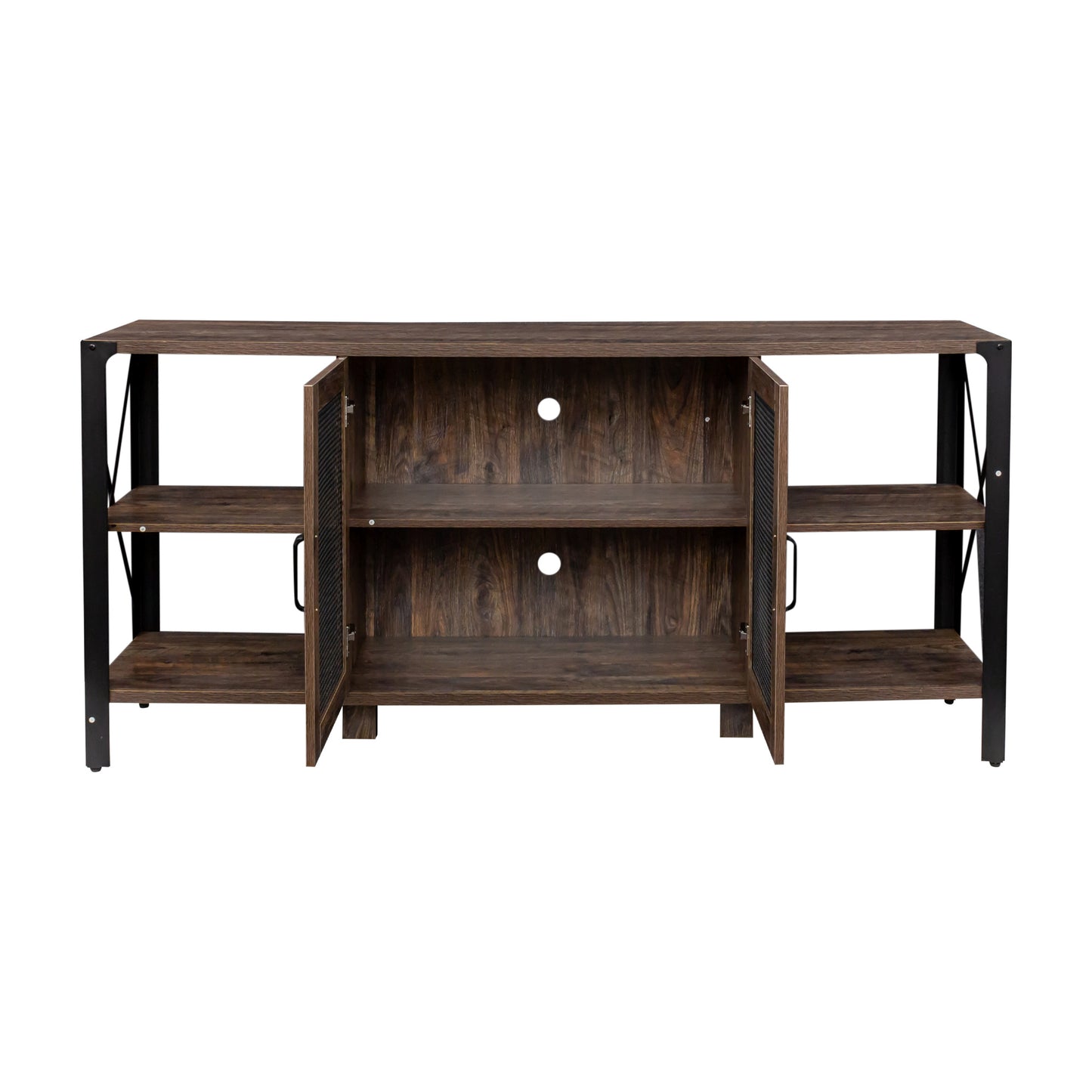 TV Stands for Living Room, Industrial TV Stand for Bedroom Furniture, Farmhouse TV Stand 80 Inch Television Stand , Modern Horizontal Wood and Metal Open Bookshelf