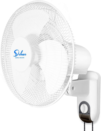 Simple Deluxe Adjustable Tilt, Quiet Operation Household Wall Mount Fans Oscillating, 2 Pack, White