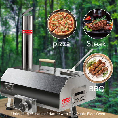 Black 12 Wood Fired Outdoor Pizza Oven - Portable Hard Wood Pellet Pizza Oven - Ideal for Any Outdoor Kitchen - Outdoor Cooking Pizza Maker - Backyard Pizza Ovens - Countertop Pizza Oven