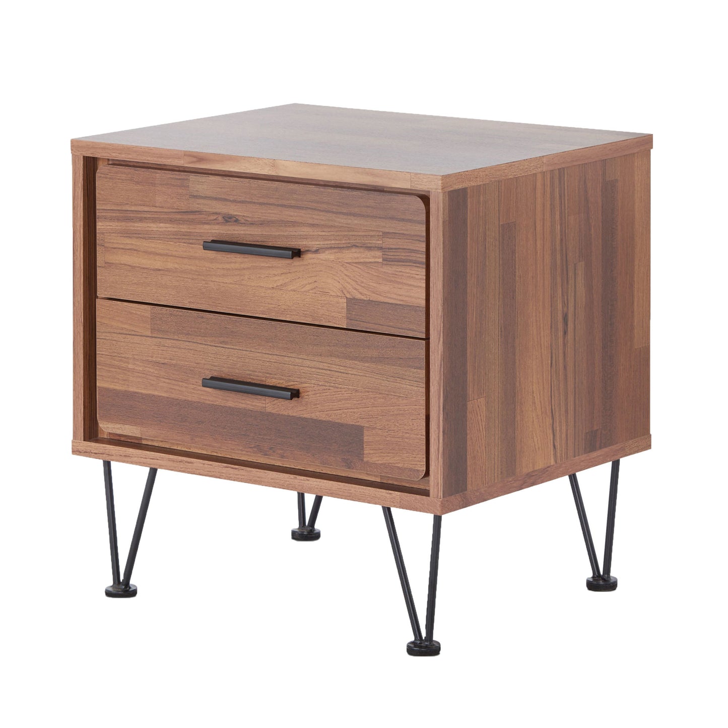 Walnut 2-Drawer Accent Table with Hairpin Legs