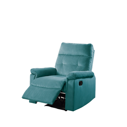 Luxurious Velvet Teal Blue Color Motion Recliner Chair 1pc Couch Manual Motion Plush Armrest Tufted Back Living Room Furniture Chair