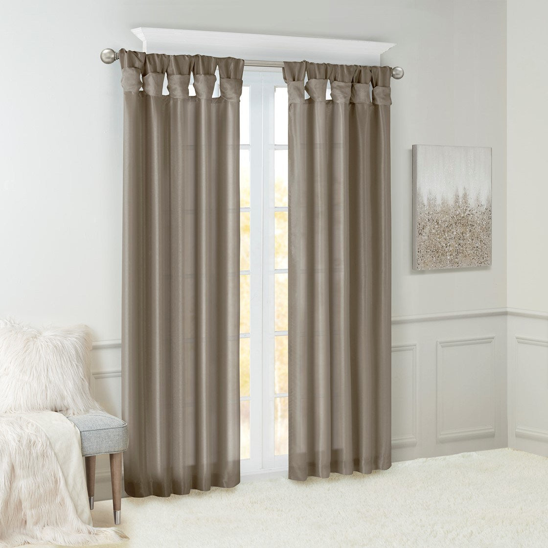 Twist Tab Lined Window Curtain Panel