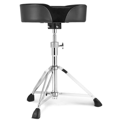 VEVOR Saddle Drum Throne, 22-27.8 in / 560-705 mm Height Adjustable, Padded Drum Stool Seat with Anti-Slip Feet 5A Drumsticks 500 lbs / 227 kg Max Weight Capacity, 360° Swivel Drum Chair for Drummers