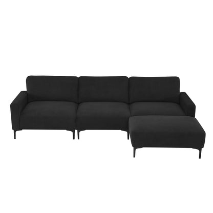 [VIDEO provided] [New] 103.5*59" Modern L-shaped Sectional Sofa, 4-seat Velvet Fabric Couch Set with Convertible Ottoman,Freely Combinable Sofa for Living Room, Apartment, Office,Apartment,2 Colors