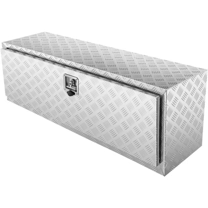 VEVOR Underbody Truck Box, 48"×17"×18" Pickup Storage Box, Heavy Duty Aluminum Diamond Plate Tool Box with Lock and Keys, Waterproof Trailer Storage Box with T-Handle Latch for Truck, Van, Trailer