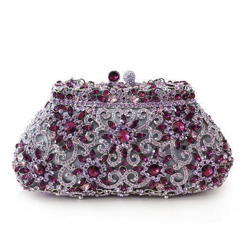 LO2376 - Imitation Rhodium White Metal Clutch with Top Grade Crystal in Multi Color