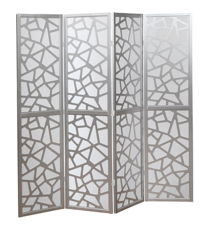 Giyano 4 Panel Screen Room Divider, Sliver