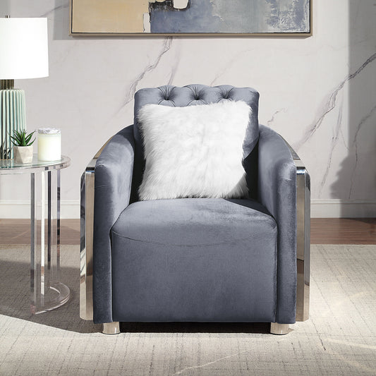 Velvet Stainless Steel Frame Surround Upholstered Armchair