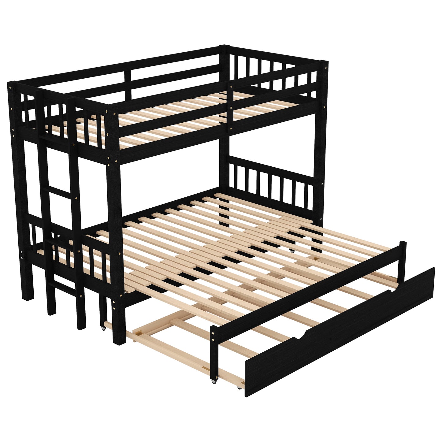 Twin over Pull-out Bunk Bed with Trundle, Espresso