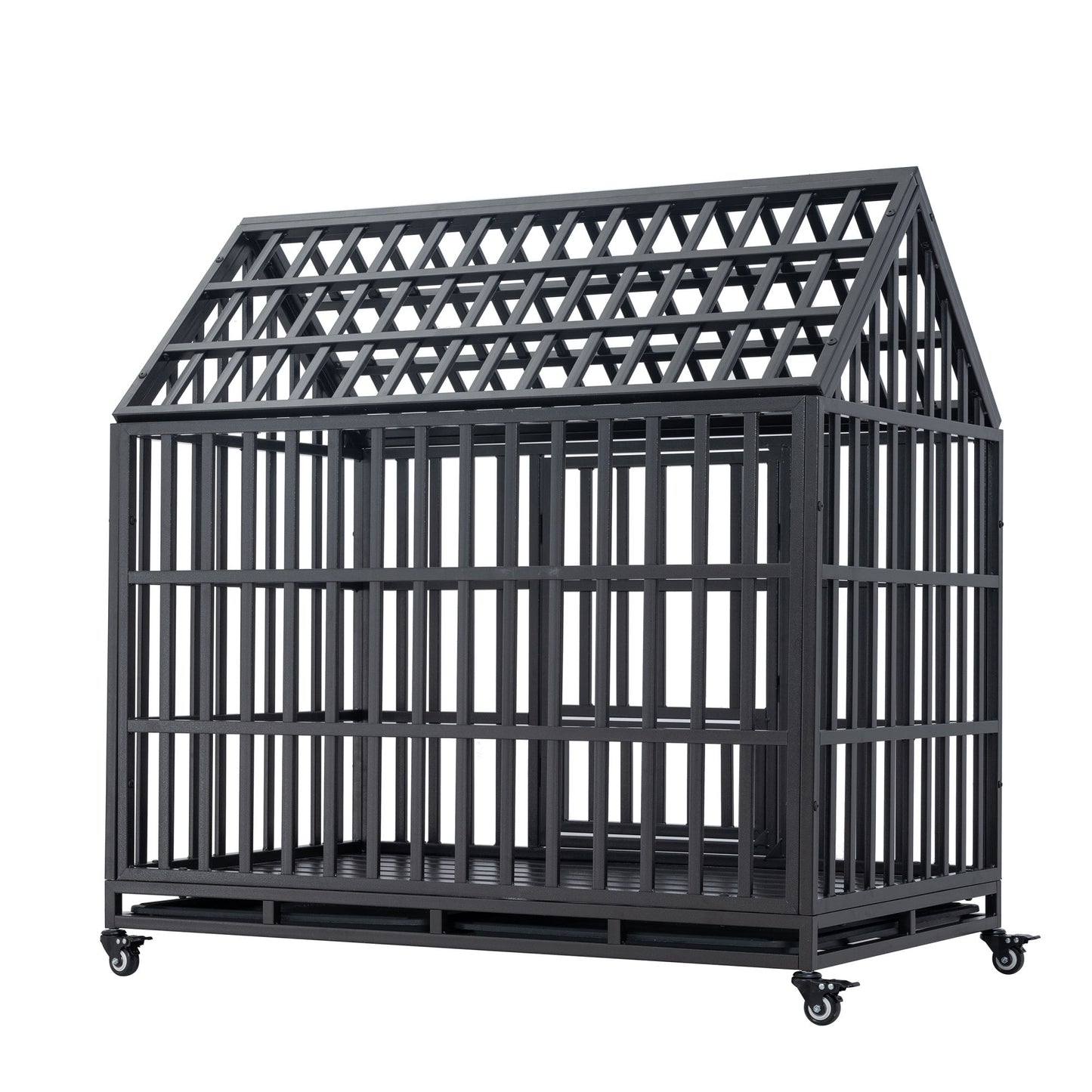 Heavy Duty Dog Cage pet Crate with Roof & window on roof