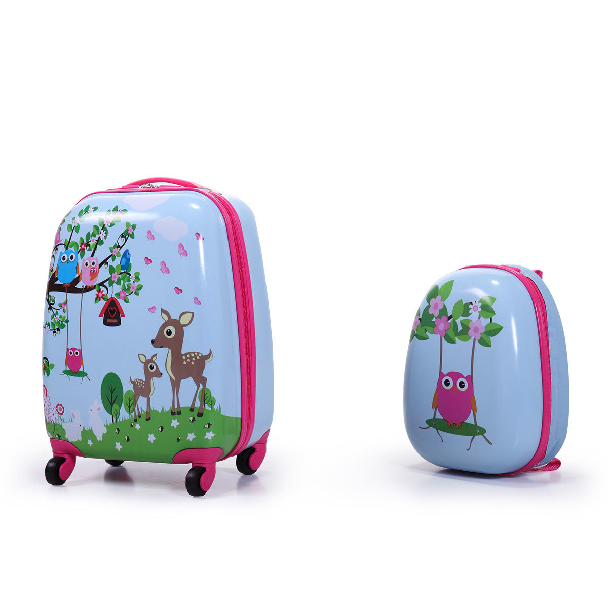 2 Pieces Children Backpack + Spinner Case with 4 Universal Wheels Luggage Set in 3 Designs