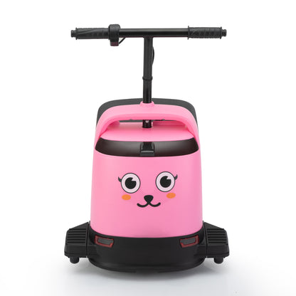 12V Kids Ride On Box, Electric Box Car with High-Low Speeds, Variable Speed Throttle, MP3, USB, Storage, Battery Powered Toy Gift for 8-12 Years Old, Pink + Black